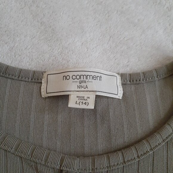 No Comment Girl Size 14 Green Ribbed 90s Long Sleeve Shirt - Picture 4 of 7